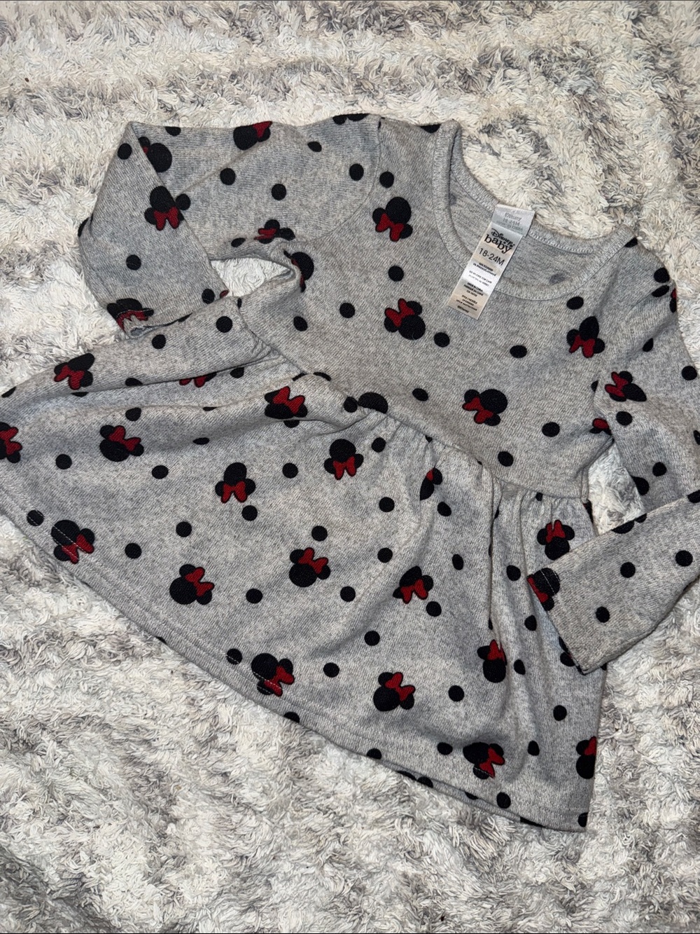18-24m Disney Gray Toddler Dress with Red & Black Minnie Dot Print